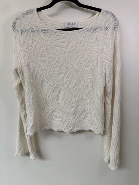 Gilli Cream-White Open Knit Long Sleeve Top Size Large